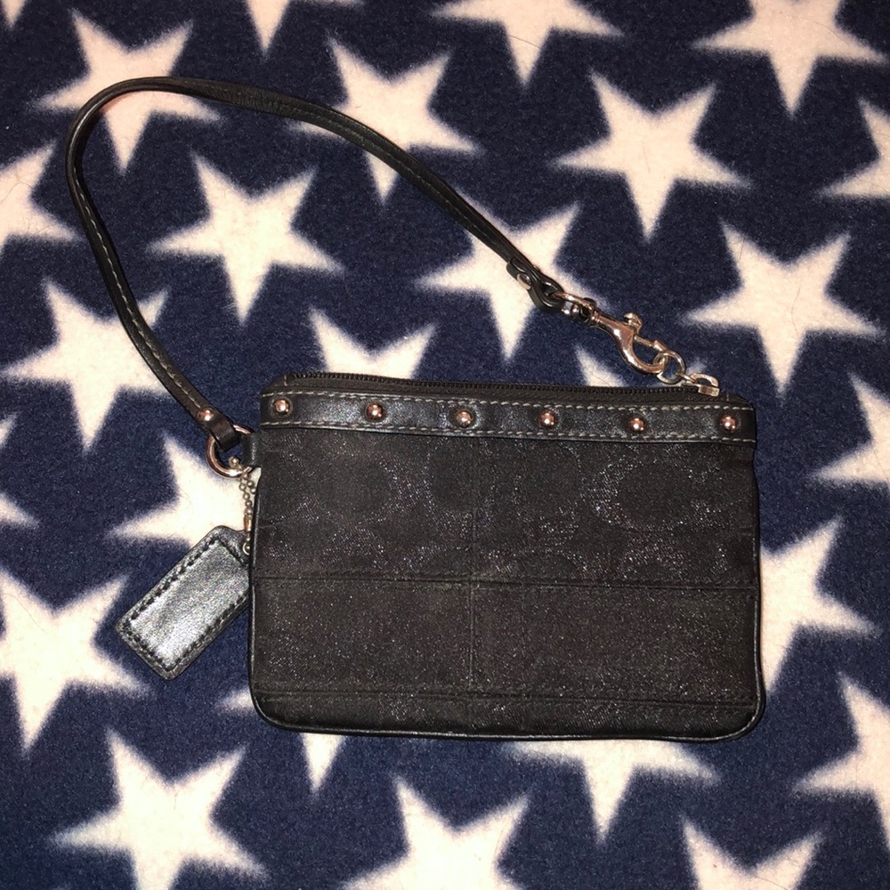 Black Coach wristlet with glitter Cs